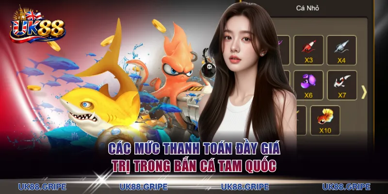 Các mức thanh toán đầy giá trị trong bắn cá Tam Quốc